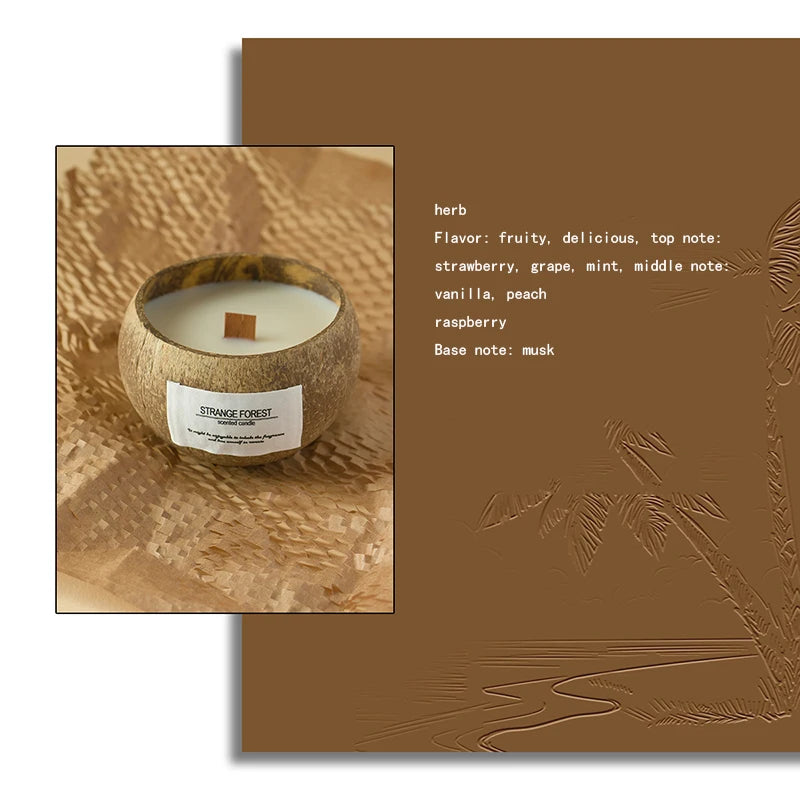 Natural Fragrance-Free Coconut Shell Aromatherapy Candle