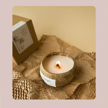 Natural Fragrance-Free Coconut Shell Aromatherapy Candle