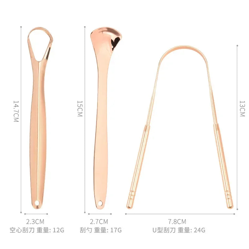 4 Piece Premium Metal Tongue Scraper Set