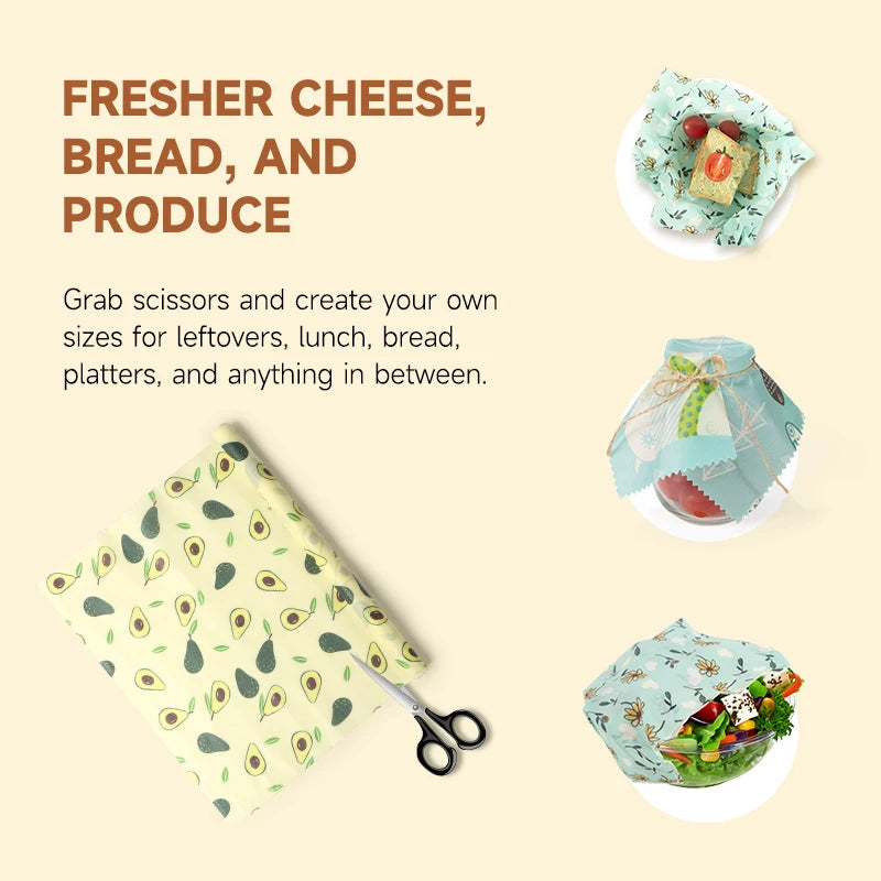 Reusable Plastic-Free Beeswax Food Wrap Roll