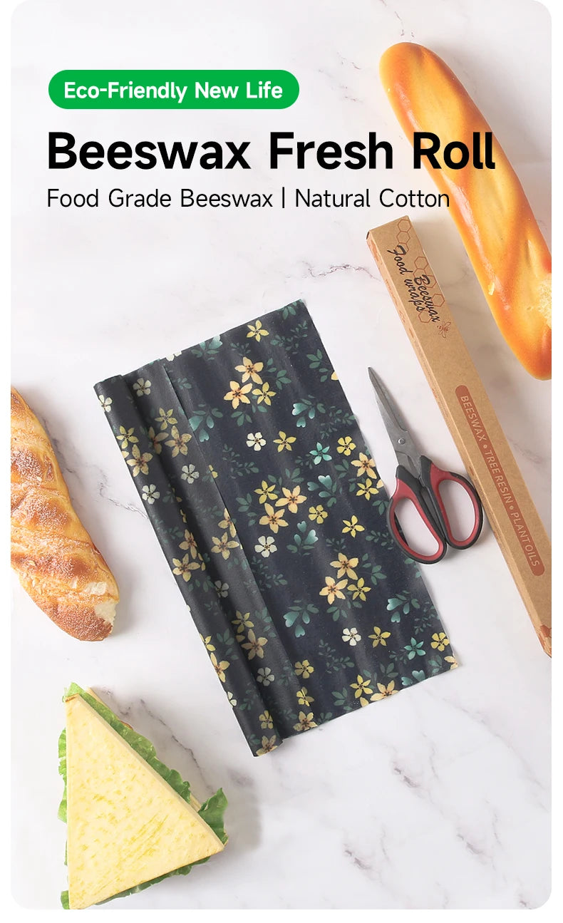Reusable Plastic-Free Beeswax Food Wrap Roll