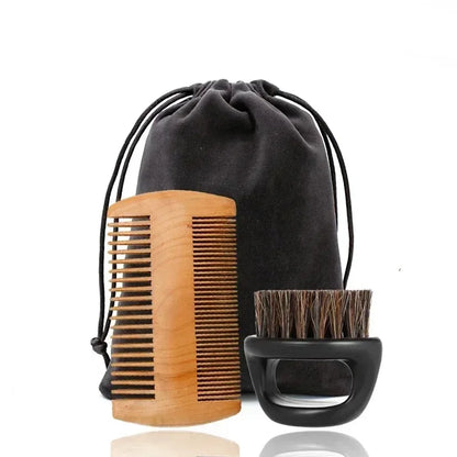 Boar Bristle Beard Brush & Comb Kit