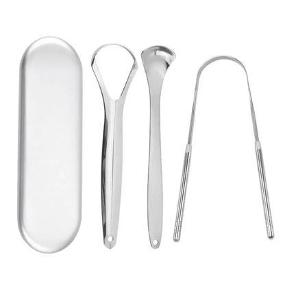 4 Piece Premium Metal Tongue Scraper Set
