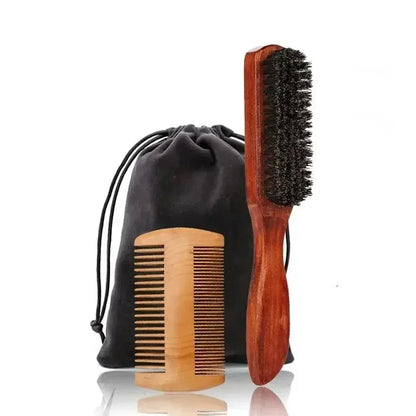 Boar Bristle Beard Brush & Comb Kit
