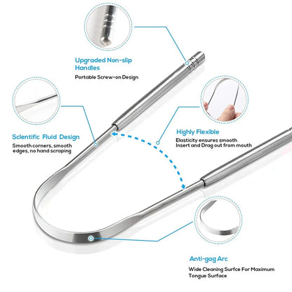 4 Piece Premium Metal Tongue Scraper Set