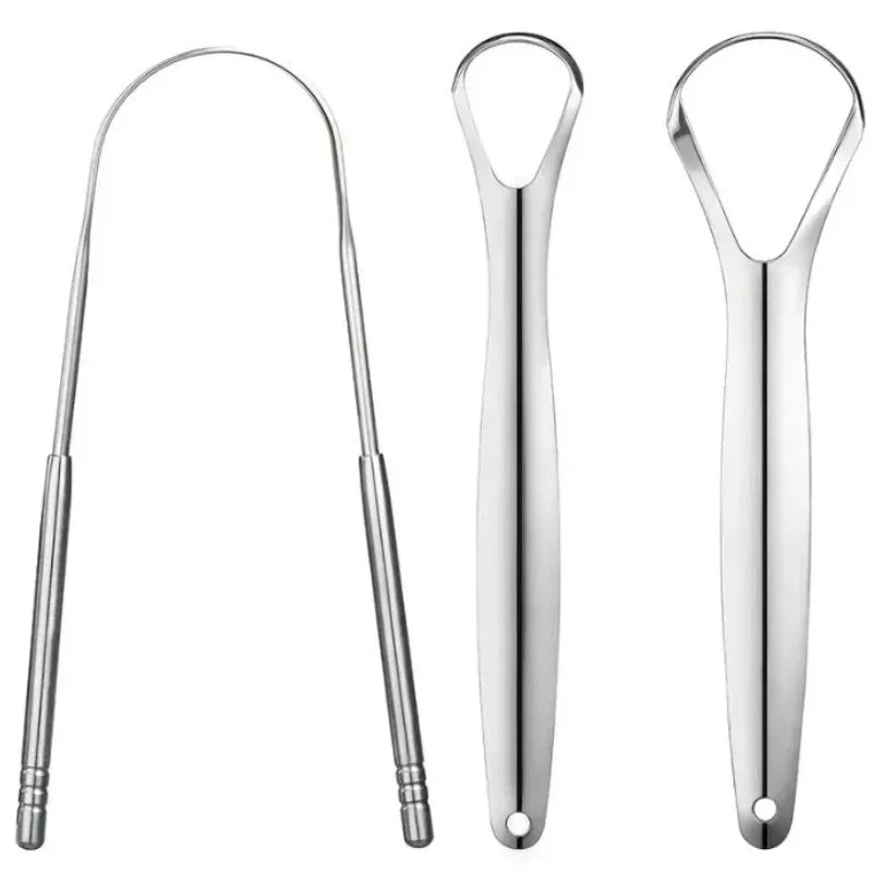 4 Piece Premium Metal Tongue Scraper Set