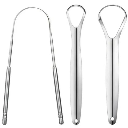 4 Piece Premium Metal Tongue Scraper Set