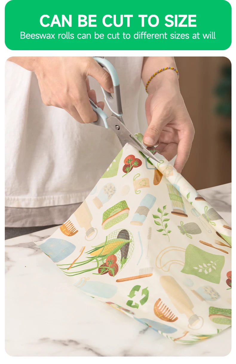 Reusable Plastic-Free Beeswax Food Wrap Roll