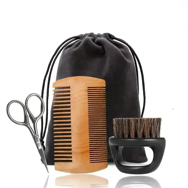 Boar Bristle Beard Brush & Comb Kit