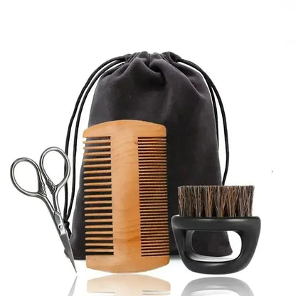 Boar Bristle Beard Brush & Comb Kit