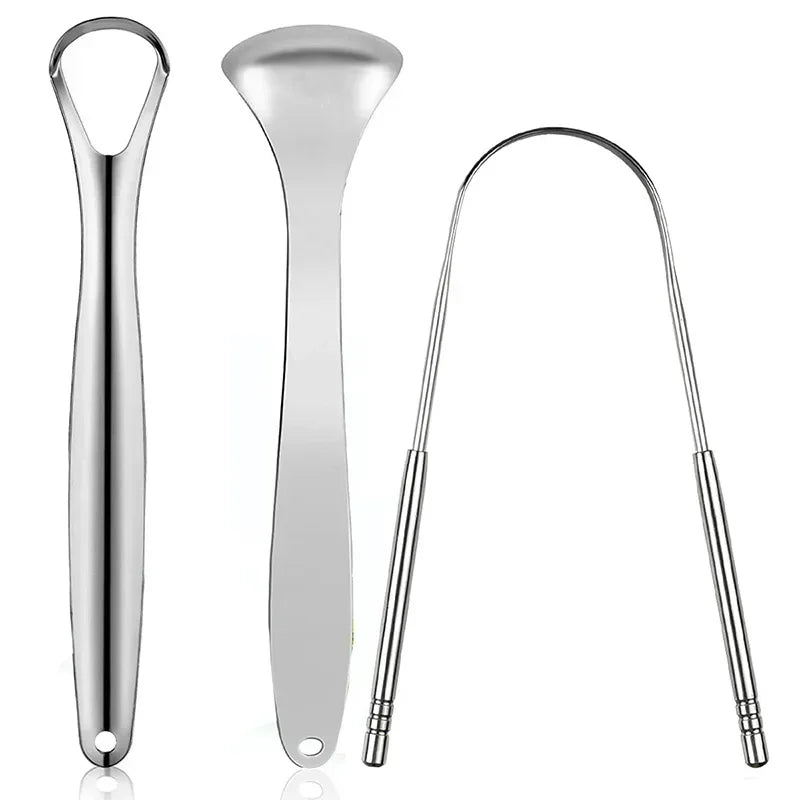 4 Piece Premium Metal Tongue Scraper Set