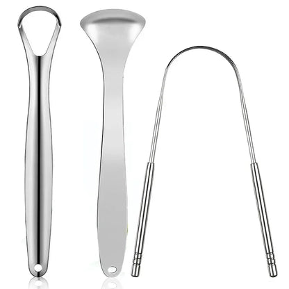 4 Piece Premium Metal Tongue Scraper Set