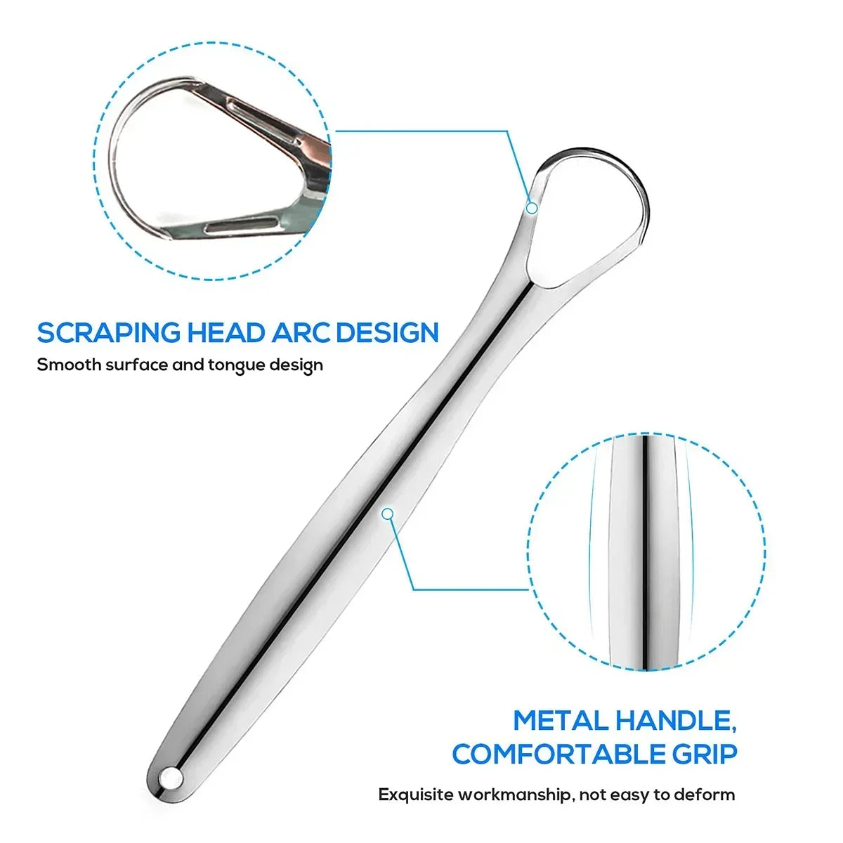 4 Piece Premium Metal Tongue Scraper Set