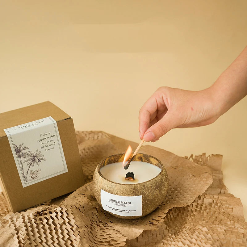 Natural Fragrance-Free Coconut Shell Aromatherapy Candle